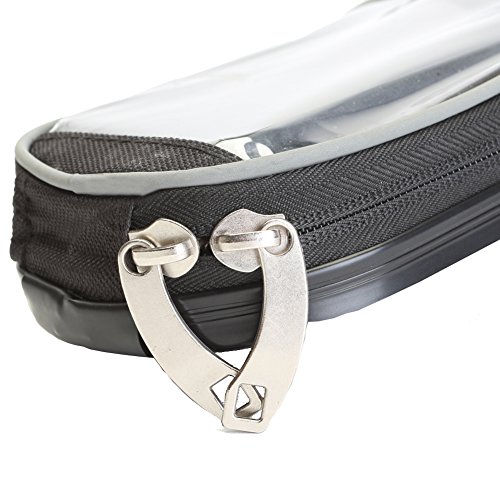 BTR Lenkrad Fahrradtasche und Handyhalterung im Hartschalengehäuse – durchsichtige PVC Oberfläche – wasserfest – schwarz - 8