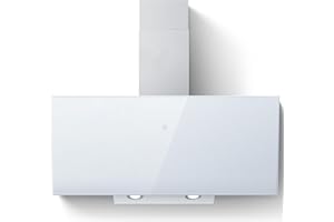 SNDOAS Cappa Aspirante 90cm Bianco, Cappa Cucina con Scarico/Ricircolo, 700 m³/h, 3 Livelli + Funzione Boost, 2 Filtri a Carbone, Pannello Touch, LED, Efficienza A++