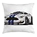 Produktbild KLYDH Boy's Room Throw Pillow Cushion Cover, Modern American Muscle Race Rally Car in Stylish Fancy Drive Formula Print, Decorative Square Accent Pillow Case, 18 X 18 Inches, Grey Black Blue