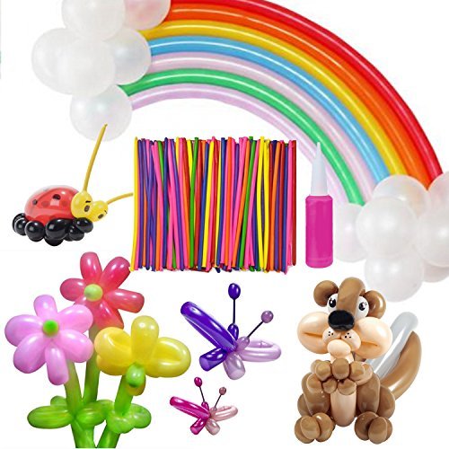 Palloncini Modellabili con Pompa - Meersee 200 Malloncini Colorati Misti Magici Palloncini in LatticeS per feste, compleano, matrimonio (lungo)