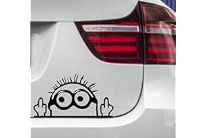 wDesigns - Set di 2 Adesivi per Auto, Motivo Minion con Dito stinkefing, JDM 15 x 9 cm