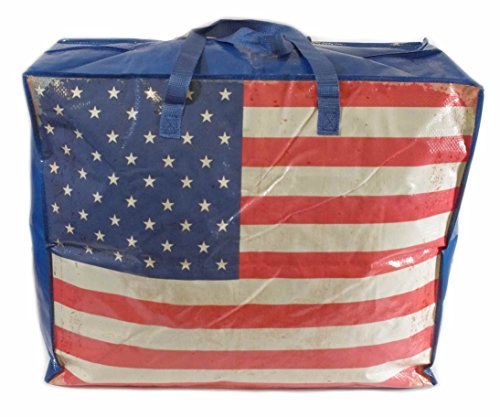 Preisvergleich Produktbild Extragroße Aufbewahrungstasche Riesentasche Wäschetasche Umzugstasche Jumbo Bag 90 Liter, USA Flagge Stars and Stripes