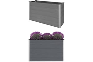 Hommdiy Garten-Hochbeet WPC,Pflanzkasten Blumenkasten Gemüsebeet Pflanzkübel Gartenbeet Pflanzbeet (Grau-150 x 50 x 91 cm)