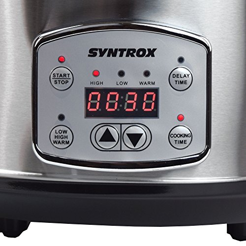 Syntrox Germany Digitaler Edelstahl Slow Cooker 6,5 Liter mit Warmhaltefunktion - 9