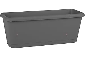 EDA - Jardinière Chorus 7,5 L - Plateau Clipsé avec Réserve d'eau - Drainage en Croix - 39,8 x 18,8 x 16,1 cm - Gris Anthracite