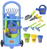Kids Gardening Trolley Play Set Garden Hand Tools Toy Watering Can Spade Rake (Toy)