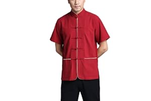DAOBA Tang Traje Hombres Tradicional Chino Ropa Trajes Hanfu Algodón Camisa de Manga Corta Abrigo De los Hombres Tops Kung Fu Tai Chi