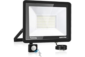 TOOBETTP 100W LED Strahler mit Bewegungsmelder Außen, Superhell 6500K 10000LM Kaltweiß LED Fluter Leuchte mit Bewegungssensor, IP66 Wasserdicht Außenstrahler Fluter Flutlicht für Garten, Innenhöfe, Garage
