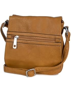 L&S Collection Kleine Damen Umhängetasche Messenger Bag aus Kunstleder (20,5 x 21,5 x 3 cm)