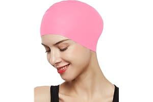 LUCASNG Victoper Swimming Cap for Women Men, 3D Ergonomic Design Durable Flexible High Elastic Silicone Swim Caps Keep Hair Dry Waterproof Comfortable