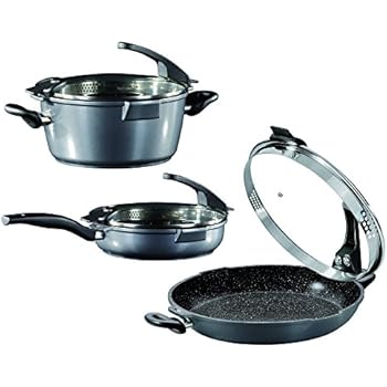 STONELINE FUTURE Kochgeschirr-Set, mit Siebglasdeckeln