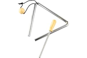 MUSFUNNY Triangle Hand Percussion with Striker,Rhythm Steel Triangles Music Instrument (5 inch)