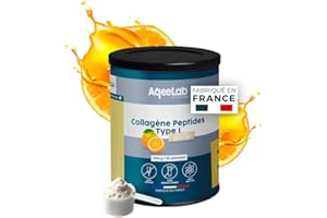 Peptides de Collagène Peptan® - 300 g, Orange - Qualité prouvée, produit breveté - Articulations & Tendons - Testé en labo indépendant - Made in France - Marque écoresponsable - AqeeLab Nutrition