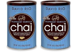 GENÉRICO David Rio Chai Mix, Elephant Vanilla, 14 Ounce / 398g - instantánea té Chai, Pack 2 unidades