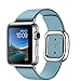 Produktbild Apple Watch 38mm Edelstahlgehäuse silber mit Lederarmband small hellblau