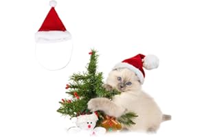 HMCEY Cat Christmas Outfit Dog Halloween Costumes Pet Santa Hat Cute Xmas Outfit Red Christmas Hat for Kitten Puppy