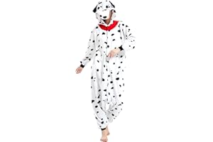 Achlibe Halloween Damen Herren Tier Kostüm Jumpsuit Langarm Plüsch Pyjama Button Down Strampler Cosplay Outfit Strampler