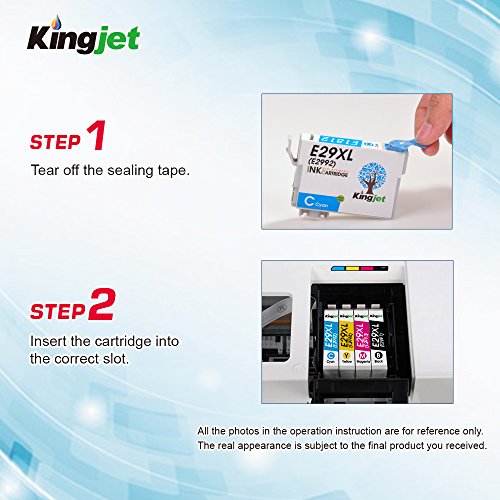 Kingjet 4 Stück kompatible Epson T29xl (T2991XL T2992XL T2993XL T2994XL) Multipack Tintenpatronen mit Chip und Füllstandsanzeige für Epson Expression Home XP-235 XP-245 XP-247 XP-332 XP-335 XP-342 XP-345 XP-432 XP-435 XP-442 XP-445 (1x Schwarz/ Cyan/ Magenta/ Gelb) - 5