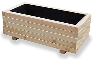 ‎ALFALUX Alfalux Blumenkasten Pflanzkasten Aus Holz Pflanzkübel Balkonkasten Pflanzgefäß Garten Balkon Terrasse AB80KAN4030 80 x 40 x 30H cm - mit 1 x Wasserablauf