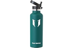 ‎SUPER SPARROW Super Sparrow Butelka Izolowana - Butelka sportowa na wodę - 350 ml/500 ml/750 ml/1L - Standardowa Butelka ze stali nierdzewnej - Butelka dla dzieci bez BPA, do uprawiania sportu, podróży, szkoły