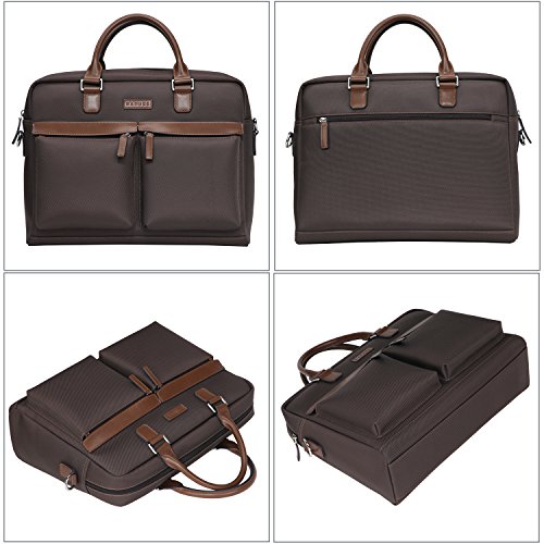 Banuce Herren wasserfester Laptop Schulter-Kurier-Beutelaus Oxford + Microfaser Leder - 3