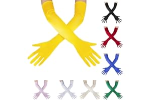 OWITER Long Elbow Gloves Bride Satin Gloves 1920s Opera Evening Party Dance Prom Gloves