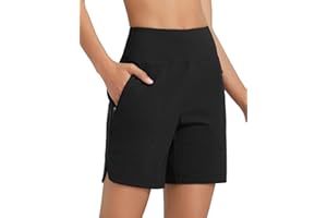 baleaf Short de Bain Femme, UV UPF50+ Maillot Culotte Bikini Taille Haute avec Poches Femme Respirable 17.8CM