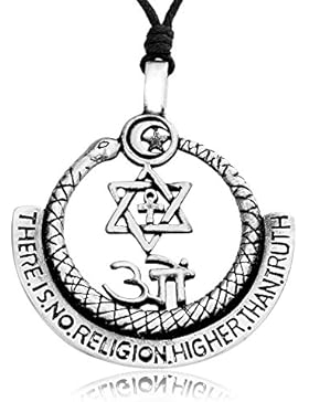 Llords Schmuck Halskette mit Symbolen aller Religionen Anhänger, feinster Zinn Metall Modeschmuck