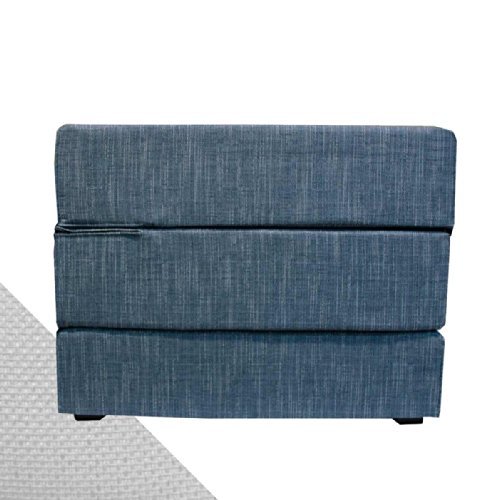 Arketi-com Touf, the Bed that Becomes a Pouf, Blue Jeans Fabric Base and external Additional Free Cover White 63x63x45 cm Artisans Italian Product 100% Hand Made