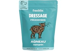 FRANKLIN – Friandises pour Chien Dressage – Spéciales Éducation – Riche en Agneau – sans Céréales – Peu Calorique – Fermeture Intégrée – Sachet Recyclable - 150 g