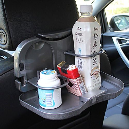 Raiphy Car Back Seat Foldable Table Drink Storage Holder Drink Food Cup Meal Snack Tray Holder Stand (Grey)