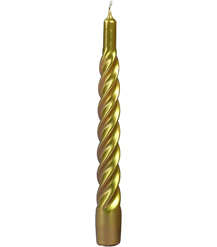 CERERIA DI GIORGIO Lackierte Tortiglione-Kerzen | Gold, 2.2x2.2x21 Cm | 6 Stück | Italienische Qualität Seit 1908 | 5h Brenndauer