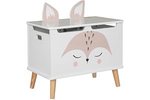 ATMOSPHERA CREATEUR D'INTERIEUR Atmosphera - Coffre Enfant Renard - Bois et pin - Blanc - 53x54-5 cm