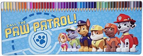 OFFICIAL PAW PATROL 50 PIECE COLOURING PENCIL TIN STATIONERY ART SET NEW