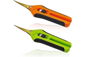 SHUNCHG 2pcs Gartenschere Ernteschere mit Gebogenen Titanbeschichteten Klingen, Feststellgriff Trimmschere, Pflanzenschere für Garten Bonsai Blumen Pflanzen Ernte Obst Blumenstrauß Gemüse Rosenschere