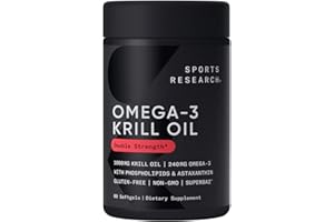 Sports Research Antarktis Krill Öl (Doppelstärke) 1000Mg Omega-3 Fettsäuren Epa, Dha Und Astaxanthin | 60 Flüssige Softgel - 2 Monats-Vorrat