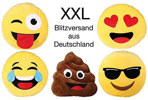 Bada Bing XXL Emoji Kissen 1013 Tränen lachen ø 50 cm Smiley rund Sofa Couch Whats App Tongue Emotion