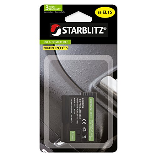 Starblitz SB-EL15 Batterie Rechargeable pour Nikon EN-EL15 Noir