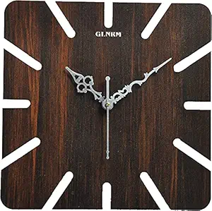 DRJ Enterprise Square Shape Wooden Wall Clock for Home | Office | Living Room | Bed Room | Kids Room | Kitchen (Plain Watch) (Plain Cut Watch)
