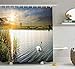 Produktbild tgyew Animal Decor Collection, Swan Couple Floating on Lake Happiness Soul Mates United Purity Symbol Animals Love Image, Polyester Fabric Bathroom Shower Curtain Set with Hooks, Pink Blue