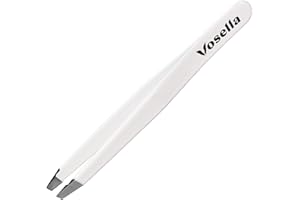 Vosella - Schräge Pinzette für Präzise Haarentfernung, Edelstahl, Made in Solingen - Artic White