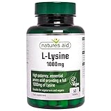 Natures Aid L-Lysine, 1000 mg, 60 Tablets (High Potency Essential Amino Acid, Made in the UK, Vegan Society Approved)