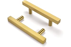 goldenwarm 10 Stück Möbelgriffe Gold Griffe für Küchenschränke Gold Möbelgriffe Edelstahl 64mm LS1212GD64 Schubladengriffe Gold Griffe Küche Gold Möbelgriffe 64mm Lochabstand Gold