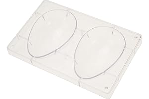 DECORA, 0050054 Moule à œufs en chocolat en polycarbonate, 2 cavités, 150 x 100 mm, Idéal pour préparer des chocolats brillants et croustillants, Design professionnel, Fabriqué en Italie.