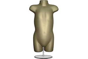 Display Guru Kids/Children’s Hanging Mannequin Half Body Form Bust Shop Display With Round Stand (Gold)