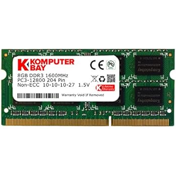 Komputerbay 8GB DDR3 PC3-12800 1600MHz SODIMM 204-Pin Laptop Memory 10-10-10-27 1.5V
