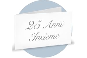 Ingrosso e Risparmio 40 Bigliettini bomboniere Anniversario di Matrimonio Nozze d’Argento Personalizzati per Confetti segnaposto sacchettini Fai da Te confettata 25 Anni Insieme