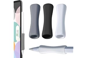 Quesuc Paquete De 3 Empuñaduras De Silicona Compatibles Con Apple Pencil，Soportes Diseño Ergonómico Agarre Funda Protectora (Blanco, Gris, Negro)