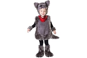My Other Me - Disfraz infantil de Pequeño Lobo para niños, incluye capucha, chaleco, pañuelo, muñequeras y cubrebotas. Talla 1 a 2 años
