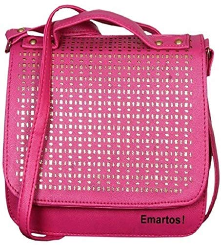Emartos Women/girls party sling bag Pink color (Leather ladies purses handbags)